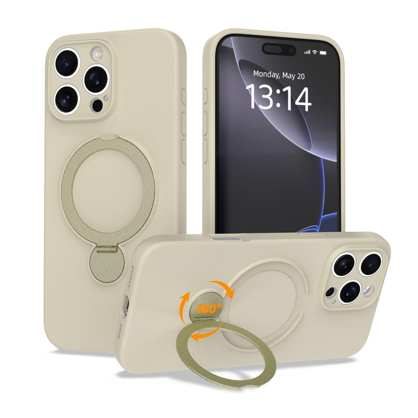 IAIYOXI Upgraded 360° Spin for iPhone 17 Pro Max Silicone case with Invisible Stand, Soft Anti-Scratch Microfiber Lining Inside Phone Cover