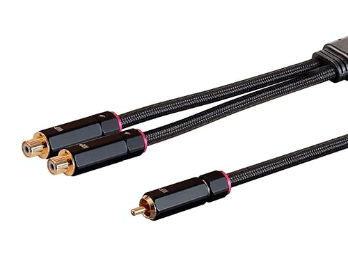 Monoprice 1-Male to 2-Female RCA Y-Adapter - 1 Feet - Black | Gold Plated Connectors, Double Shielded With Copper Braiding - Onix Series, 12 Inch
