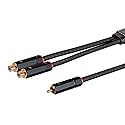 Monoprice 1-Male to 2-Female RCA Y-Adapter - 1 Feet - Black | Gold Plated Connectors, Double Shielded With Copper Braiding - Onix Series, 12 Inch