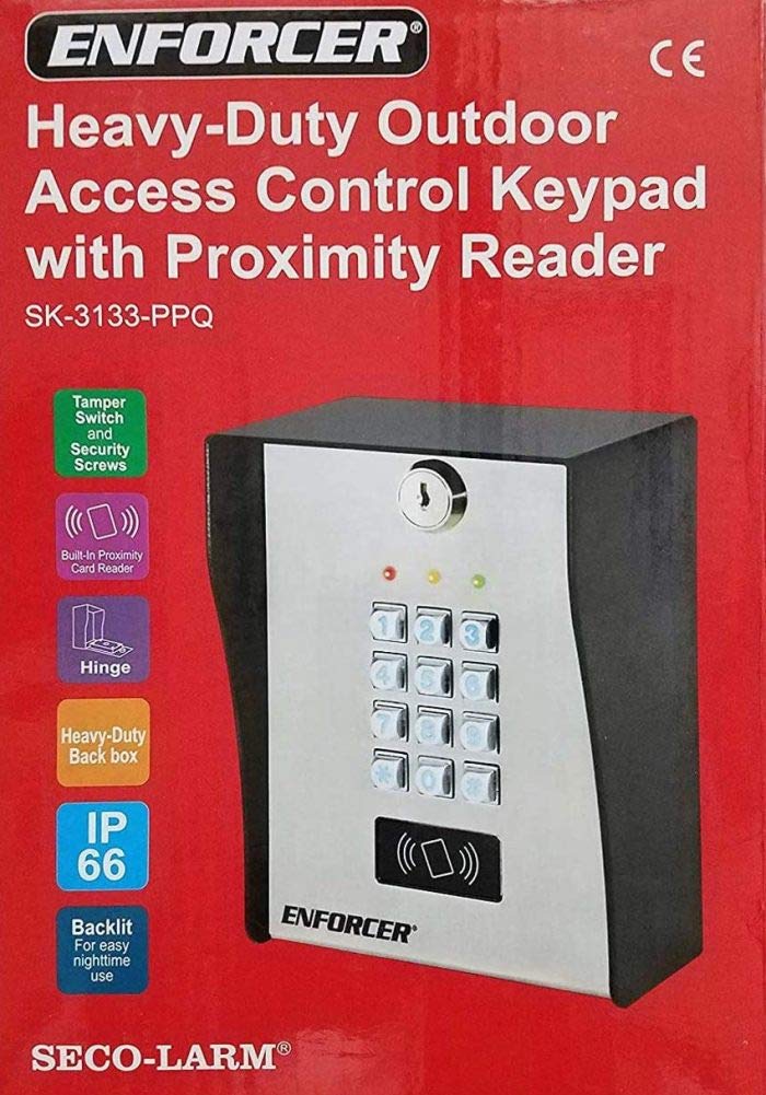 Seco-Larm SK-3133-PPQ Heavy-Duty Outdoor Access Control Keypad with Proximity Reader, Heavy-Duty Stainless-Steel Faceplate with a Coated Steel