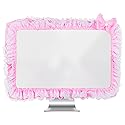 Kingshion 23"-27" Lovely Cute Computer Monitor Cover with Lovely Cute Elastic Pen Pocket Bow-knot TV LCD Screen Monitor Decoration Dust Cover