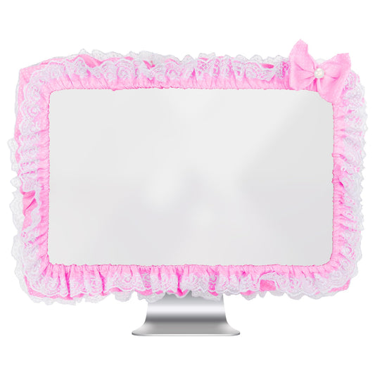 Kingshion 23"-27" Lovely Cute Computer Monitor Cover with Lovely Cute Elastic Pen Pocket Bow-knot TV LCD Screen Monitor Decoration Dust Cover