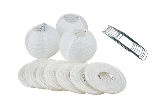 Quasimoon PaperLanternStore Decorative Paper Lantern - (10-Pack, 4-Inch, White, Even Ribbing) Round Paper Lanterns - Ideal Wedding and Party Decor or