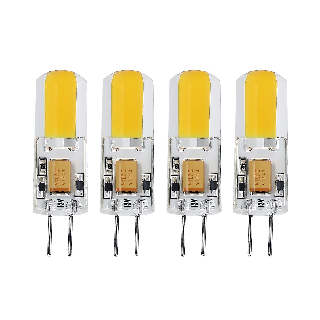 DA DANG JIA G4 LED Light Bulb 1.5W, 180lumen, AC/DC12V, Soft White 6000K, Dimmable, 10-30Watts Halogen Bulb Replacement JC G4 Bi Pin Bulb 4-Pack