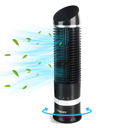 DR.PREPARE 16" Small Tower Fan, 3 Speeds with 60° Oscillating Fan, Bladeless Tabletop Fans for Indoors, Portable Personal Table Fans for Office
