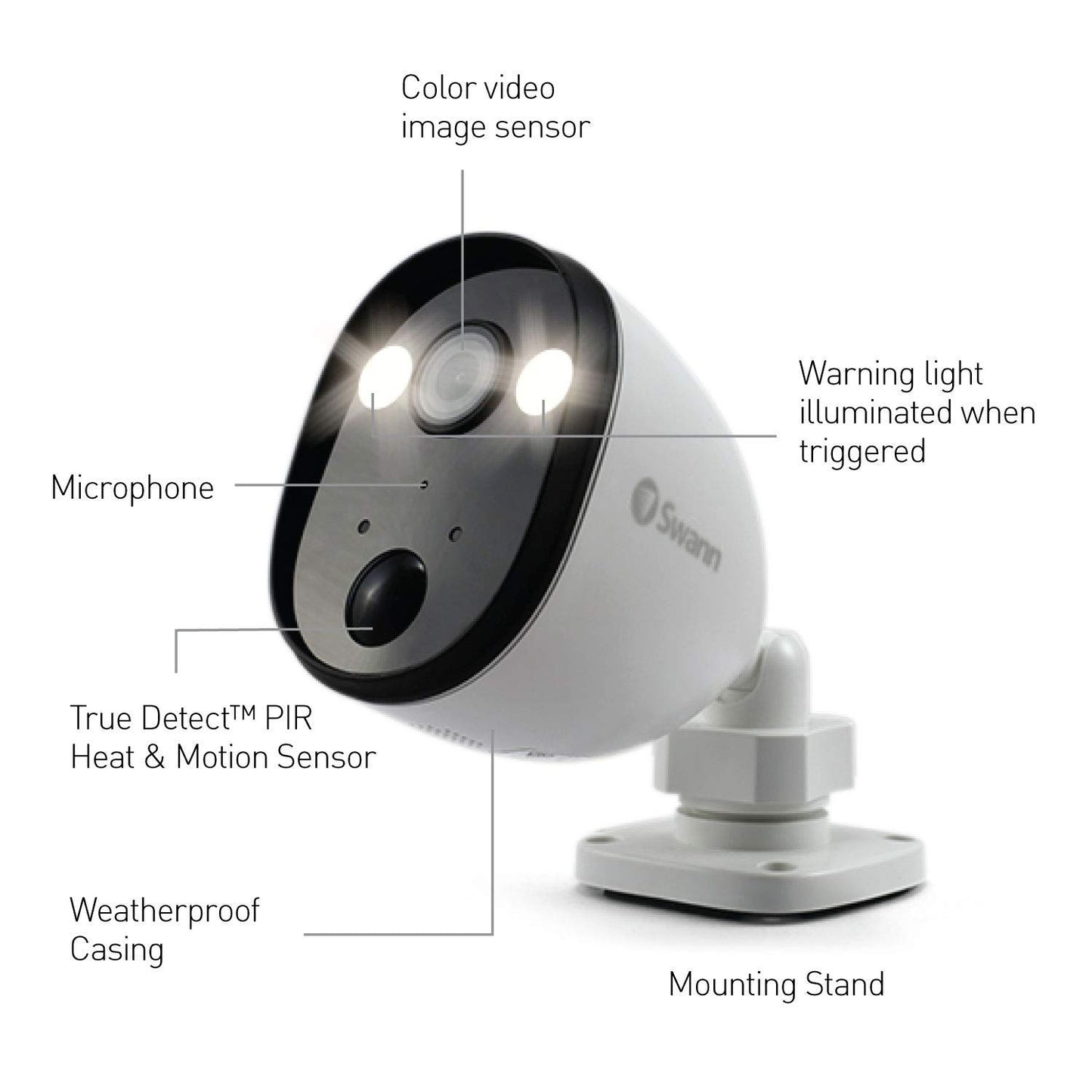 Swann Outdoor Home Security Camera, Spotlight, Weatherproof, Color Night Vision, Heat & Motion Sensor Light, 2-Way Talk and Siren, SWIFI-SPOTCAM-GL
