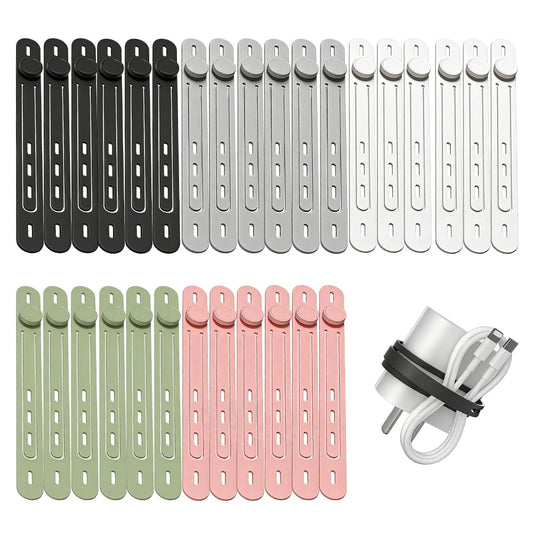 Data Cable Organizer, 2026 Upgrade Reusable Silicone Cable Ties, Elastic Cord Management Straps for Fastening and Bundling Various Cable Cords Wires