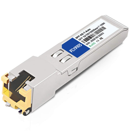 FLYPROFiber- 10/100/1000Base-T Copper SFP, Auto-Negotiation SFP to RJ45 Mini-GBIC Transceiver for Cisco GLC-T/SFP-GE-T/GLC-TA, Mikrotik S-RJ01