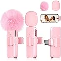 Pink Mini Wireless Microphone, Professional Lavalier Lapel Mic with USB-C & Lightning for iPhone, iPad, Android, iPhone Mic for Crystal Clear