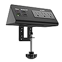 Power Charge Station Edge clamp Mount with USB-C Ports?Tabletop Surge Protector, Desk Clamp Power Sockets with 3 AC Outlets and 4 Fast Charging USB