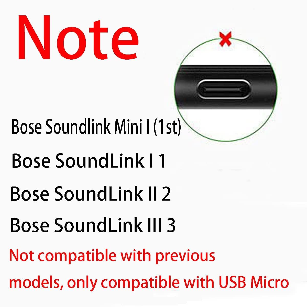 Replacement Charger Cable for Bose SoundLink Color I, II, III, SoundLink Mini 2 II/Revolve Plus, Compatible for Bose SoundLink Revolve, QuietComfort