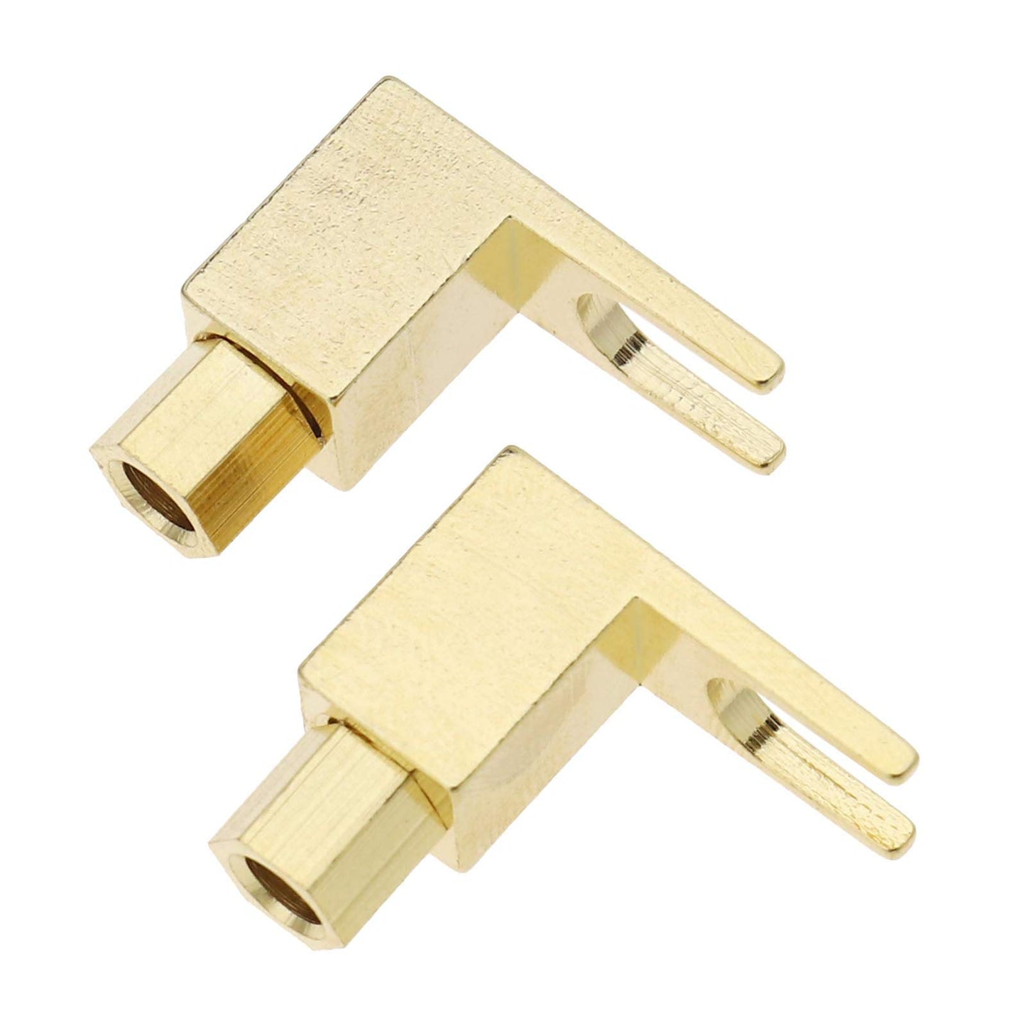 Create idea 4pcs Brass Gold Plating Banana to Spade Adapter Connector 2 Screw-in Angles for Audio Cables Adapters