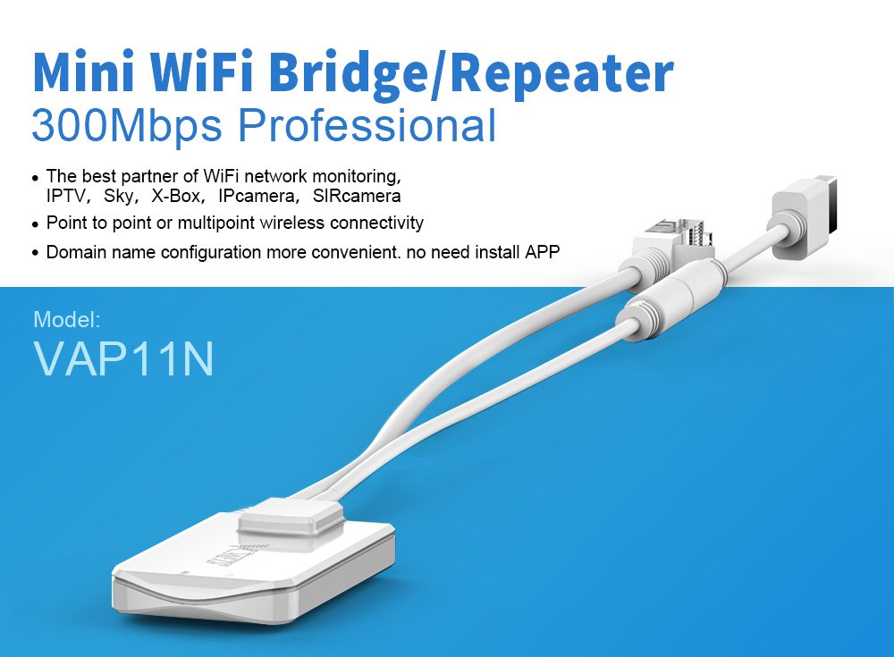 Vonets VAP11N-300 2.4GHz Mini WiFi Bridge Ethernet/WLAN to LAN Adapter/WLAN Repeater 300Mbps 802.11b/g/n for Network Devices that Need WiFi Connection