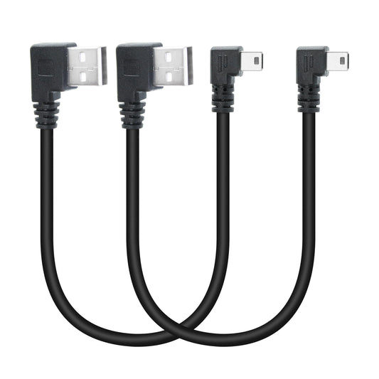Maixbomr Short Mini USB Charging Cable 9inch, 90 Degree USB 2.0 A Male to Mini USB Right Angle Male Data Sync and Charge Cable, for Dash Cam