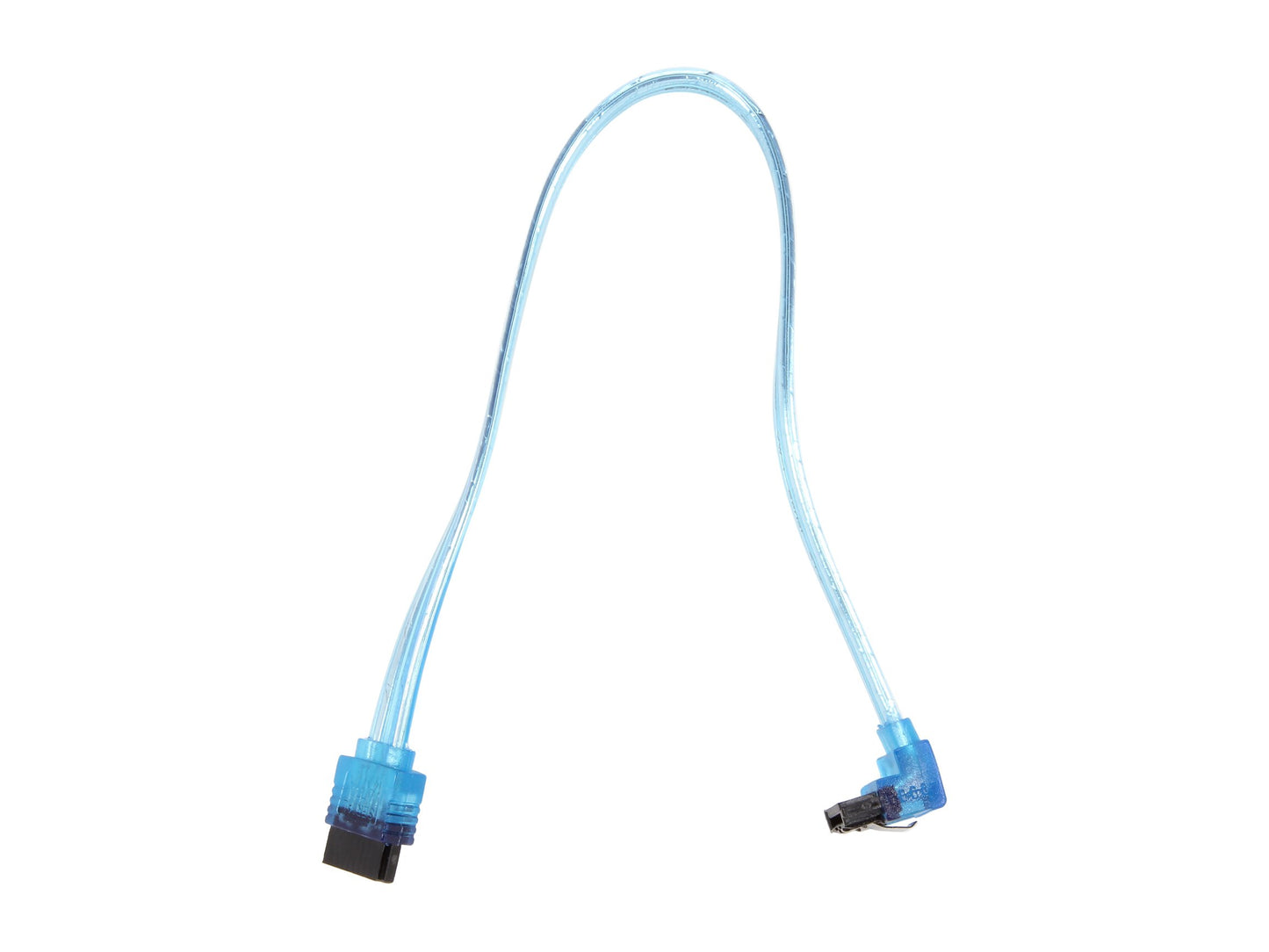 Kaybles 10 inch SATA Cable w/Locking Latch (90 Degree to 180 Degree)- UV Blue, SATA-LLL(6.0 Gbit/s) - SATA3L0.8FT-90/180BU