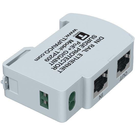 Ethernet Surge Protector DIN Rail Mounted Gigabit - Compatible with PoE++ - Tupavco TP209