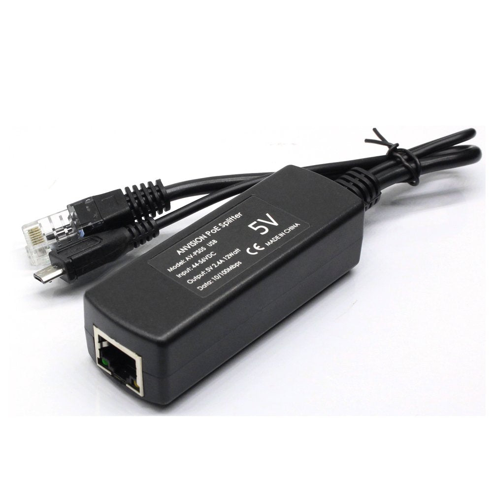 ANVISION 4-Pack Active 5V 2.4A PoE Splitter Adapter IEEE 802.3af Compliant Micro USB 48V to 5V/2.4A, for Tablets, Dropcam or Raspberry Pi, IPC, IP