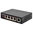 60W 4-Port Gigabit PoE Switch/Extender PoE Splitter Repeater, 10/100/1000Mbps, Supports IEEE 802.3af/at for Ethernet Extension, 6KV Lightning