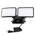 FAGUANGAO Dusk to Dawn LED Security Light,18W Plug in Flood Light Outdoor,5000k Daylight,1600lm, IP55 Waterproof,Adjustable 2 Heads Wall Light