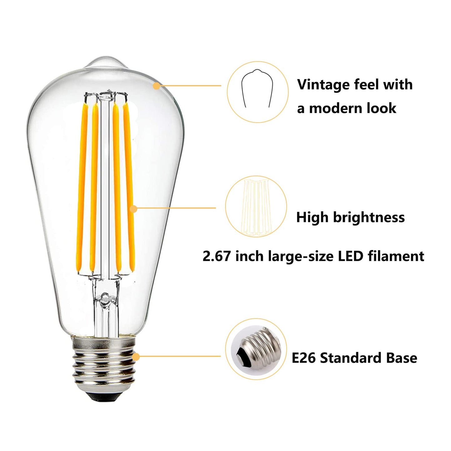 SHUWDKAR 12V Light Bulb 2700K Warm White E26 12V LED Bulb 12V-36V DC/AC