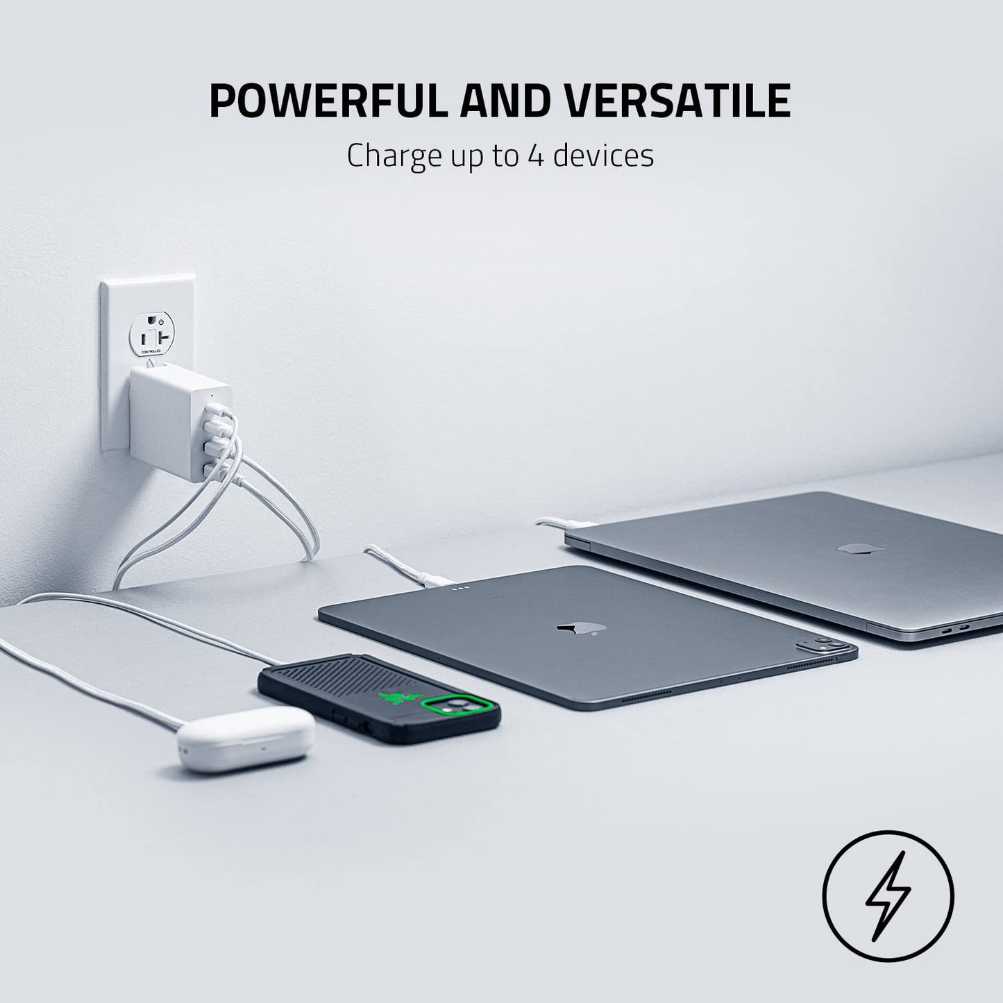Razer USB-C 130W GaN Charger: 4 Ports - Super Fast Charging for Laptops, MacBook, iPad, iPhone, Samsung Galaxy - Charge Multiple Devices - Compact