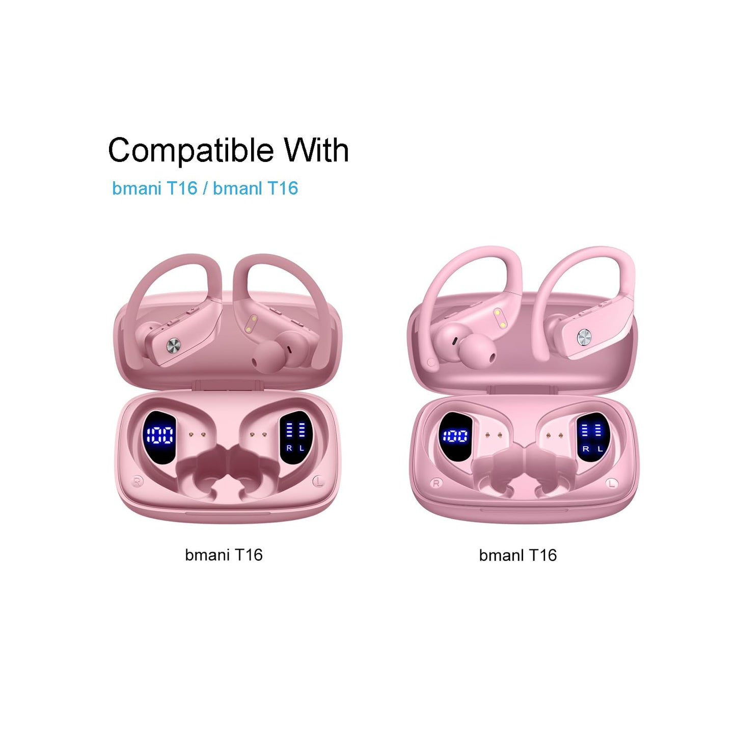Silicone Eartips Replacement for bmani T16 / bmanl T16 Wireless Earbuds, 9 Pairs (S/M/L) Pink
