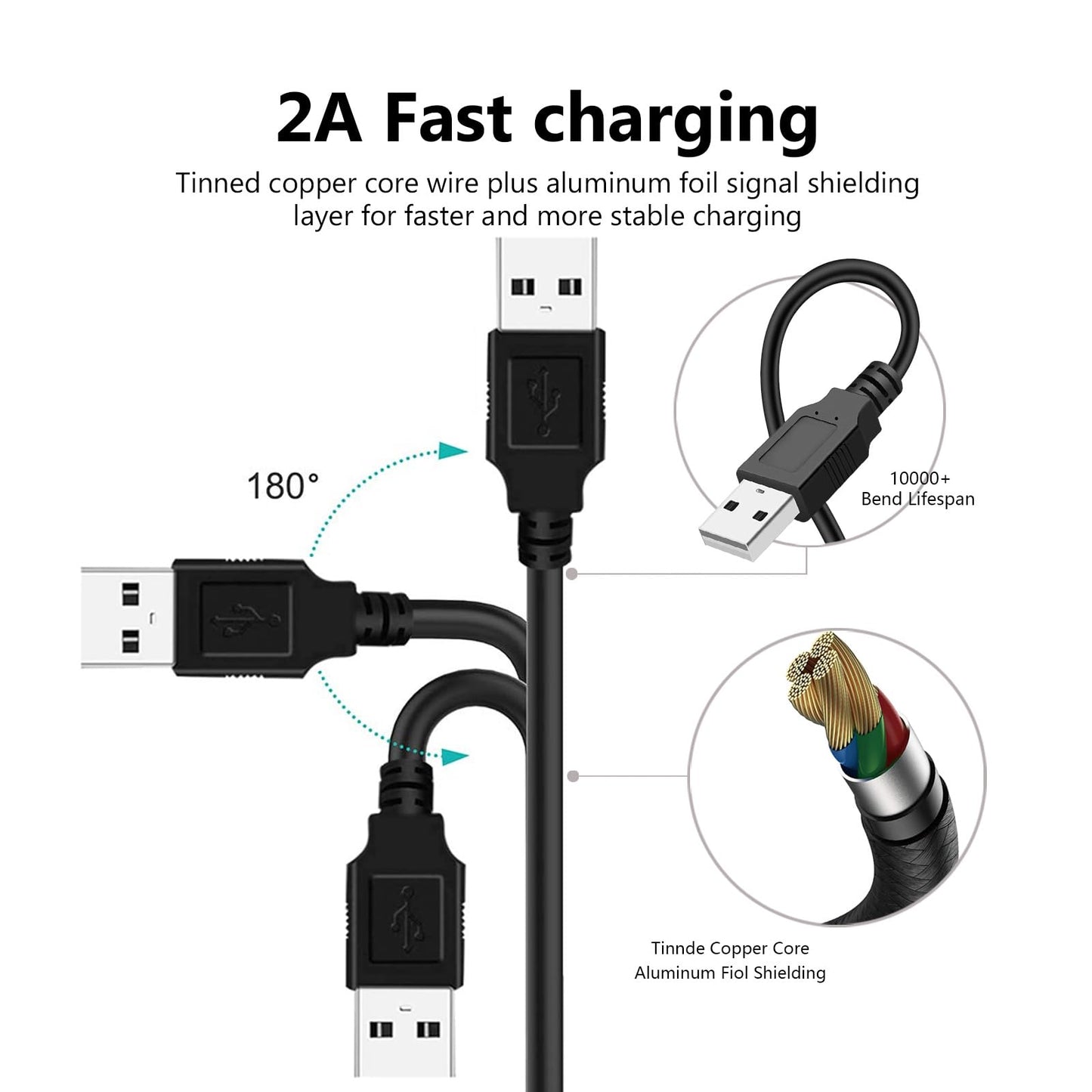 Replacement for Stanley Fatmax Spotlight Charger 5V Adapter USB to USB Charging Cable for Stanley SL10LEDS, SL10LEDSL, TL450, TL600, SAT3S, SS4LS