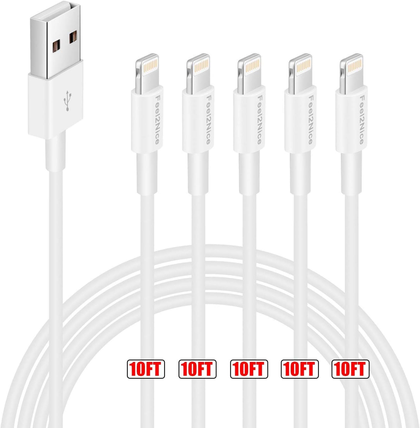 [ MFi Certified ] 5Pack 10ft iPhone Charger Cable, Long Lightning Cable 10 Foot, High Fast 10 Feet iPhone Charging Cable Cord Connector for iPhone 12…