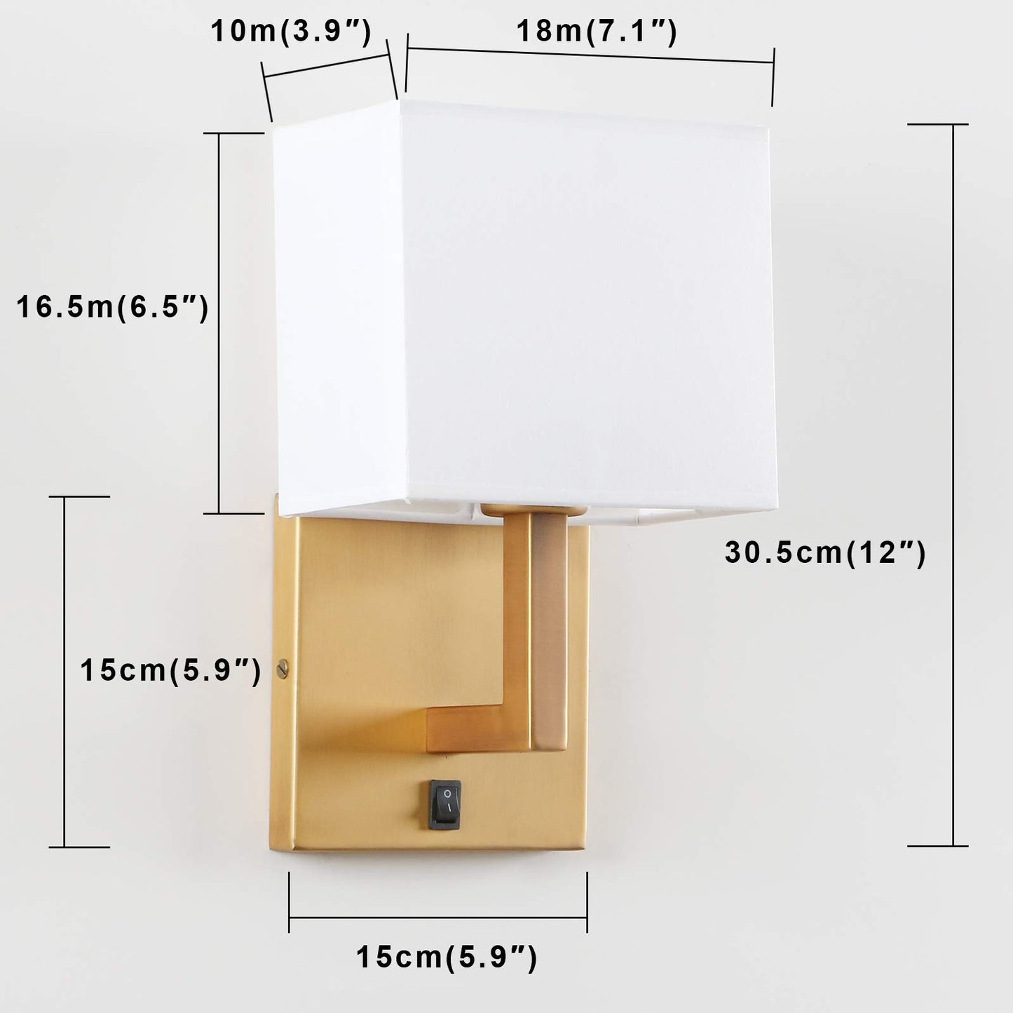 PERMO Set of 2 Wall Sconce Hardwired Light Fixtures Wall Light with White Linen Shades and On/Off Switch Modern Bedside Sconce for Bedroom Reading