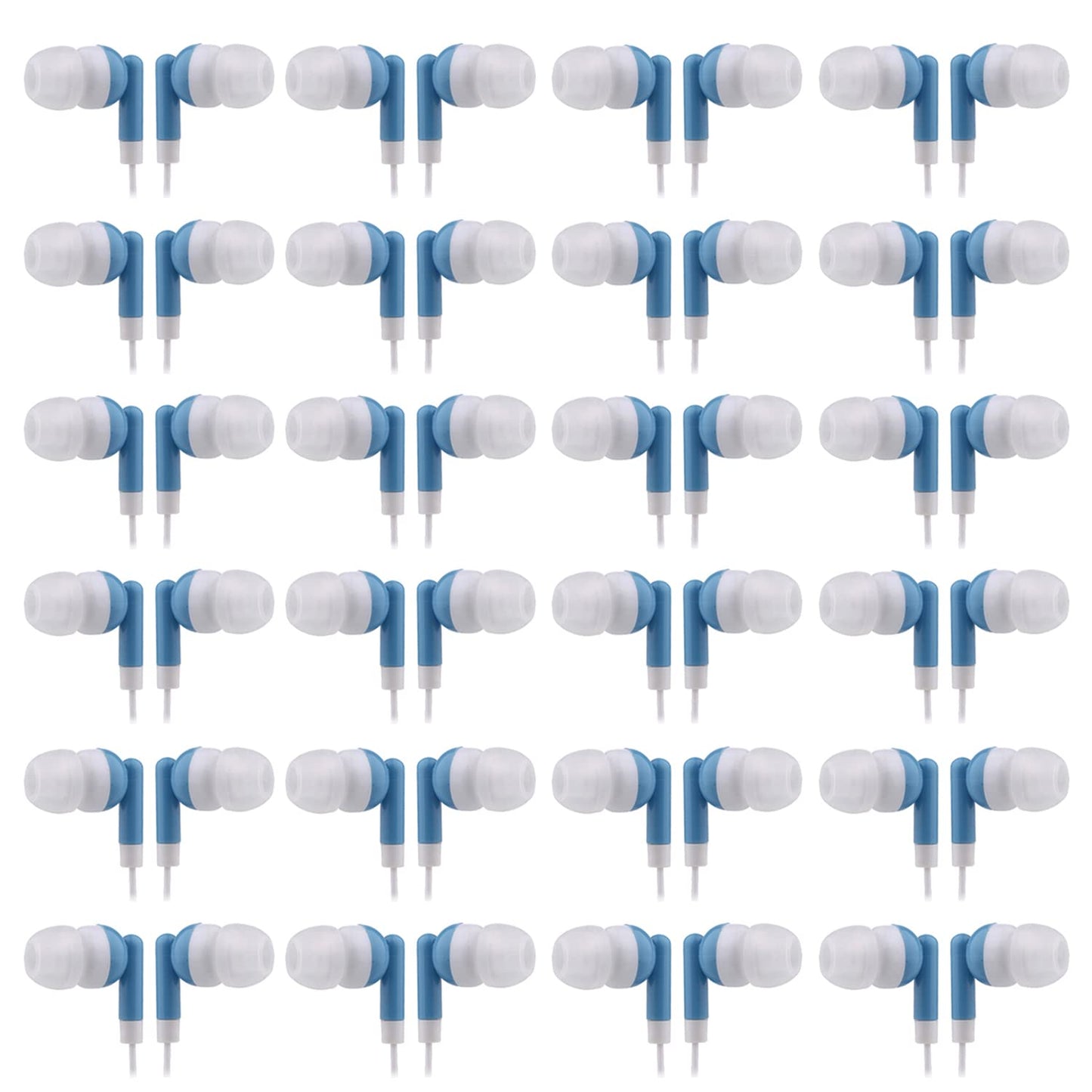 CN-Outlet Wholesale Bulk Earbuds Headphones Individually Bagged 100 Pack for iPhone, Android, MP3 Player -Blue