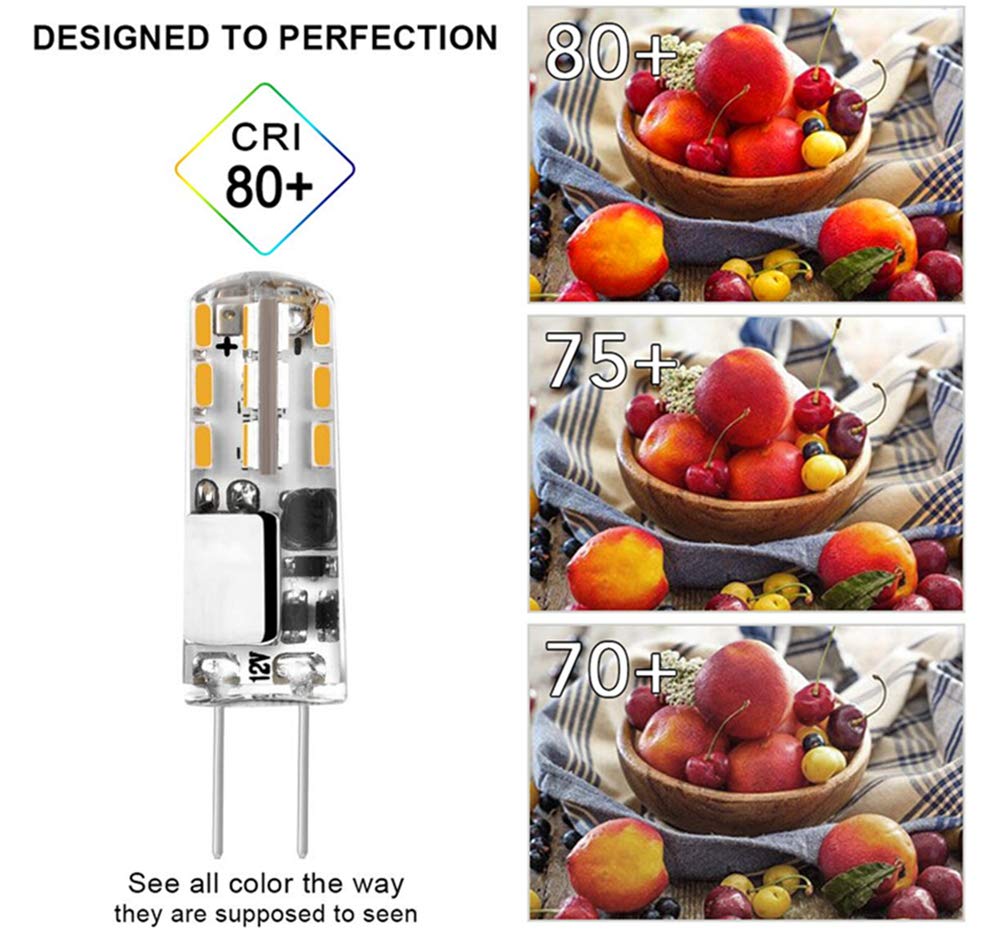 G4 LED Light Bulbs G4 Bi-Pin Base 1.5W (Equivalent to 20W Halogen Bulb) AC/DC 12V Warm White 3000K LED Bulbs for Landscape Ceiling Under Counter Puck