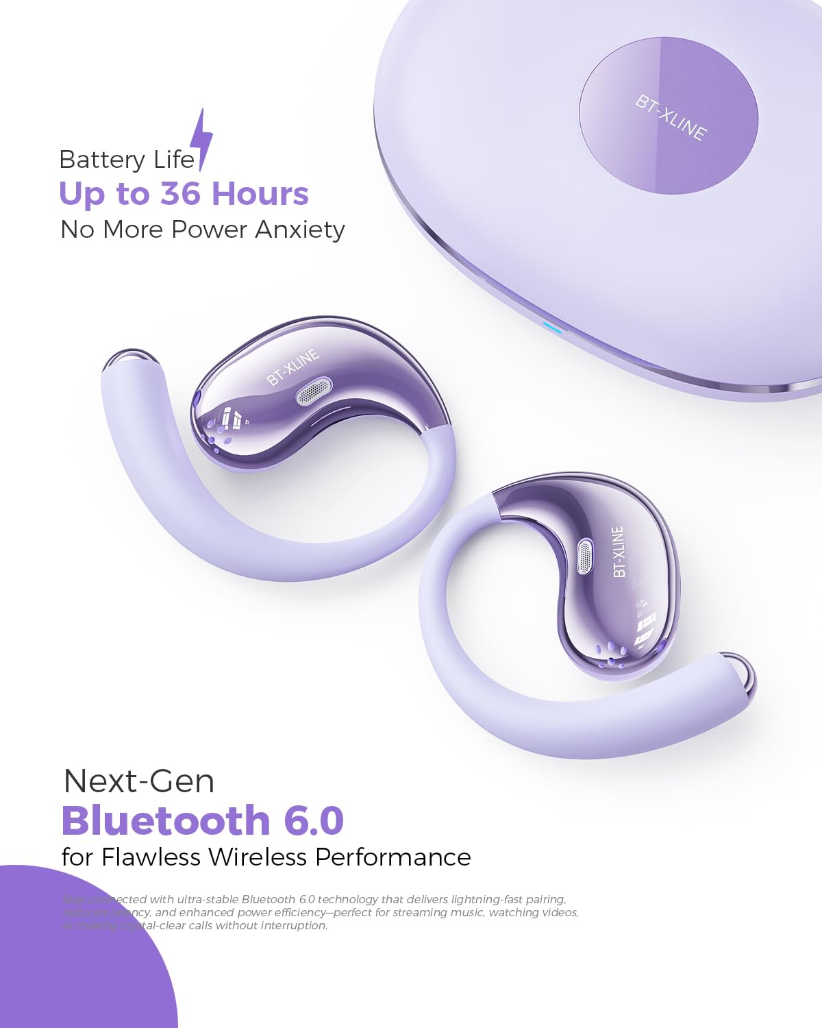 Micool Open Ear Headphones Bluetooth 6.0, Clip On Earbuds Wireless with 36H Playtime, Noise Cancelling Comfort Fit Sports Headphones