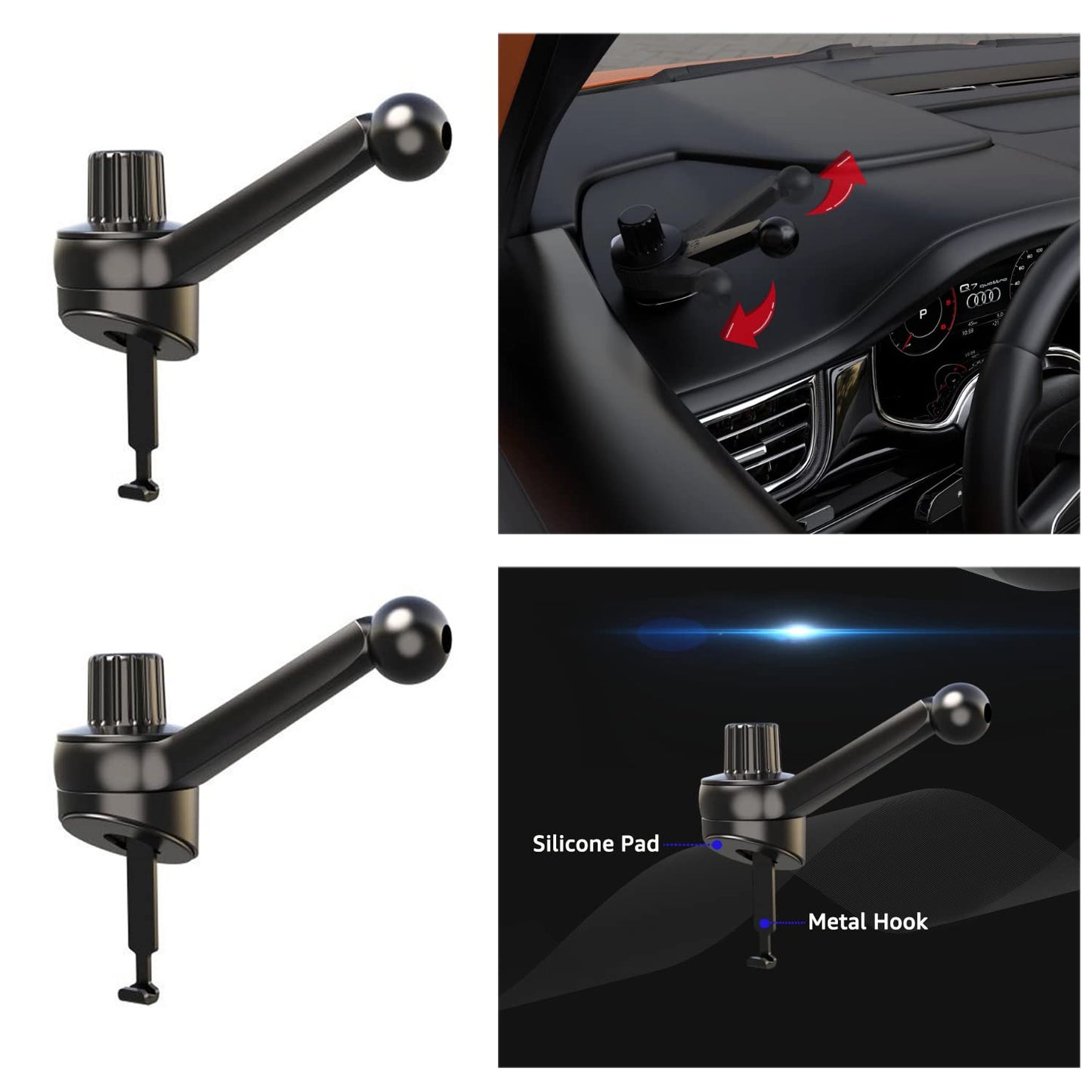 ThtRht 2 Pack Car Phone Mount Side Dash Vent Stand with 17mm Ball Joint Non Blocking Dashboard Defogging Air Vent Clamp Clip Base Adapter for Garmin