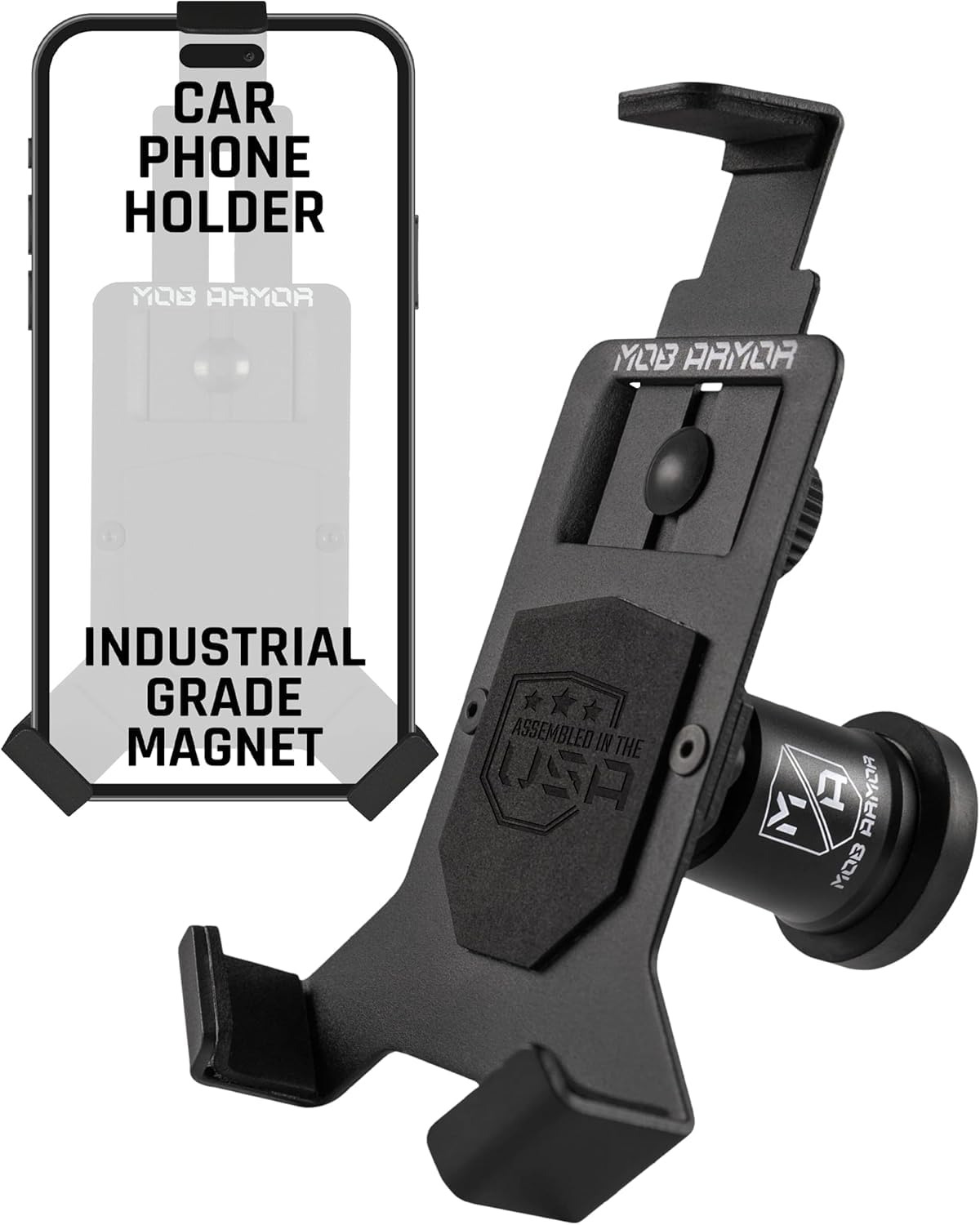 Mob Armor Heavy Duty Magnetic Phone Mount for Car - Universal Car Phone Holder for iPhone & Android, Strong Magnet for Off-Road & Commercial Vehicles