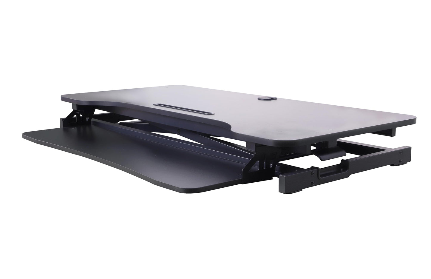 Rocelco 43" Height Adjustable Standing Desk Converter - Tall Sit Stand Up Tabletop Riser with Tablet Slot - Home Office Computer Workstation - Deep