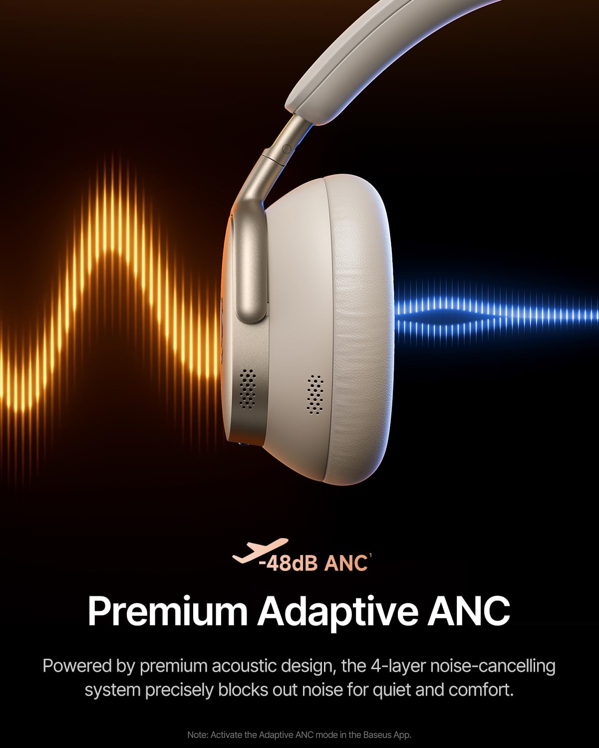 Baseus Inspire XH1 Adaptive Active Noise Cancelling Headphones, Sound by Bose, Dolby Audio, Premium Real-Time Adaptive ANC, Adaptive Rich Sound…