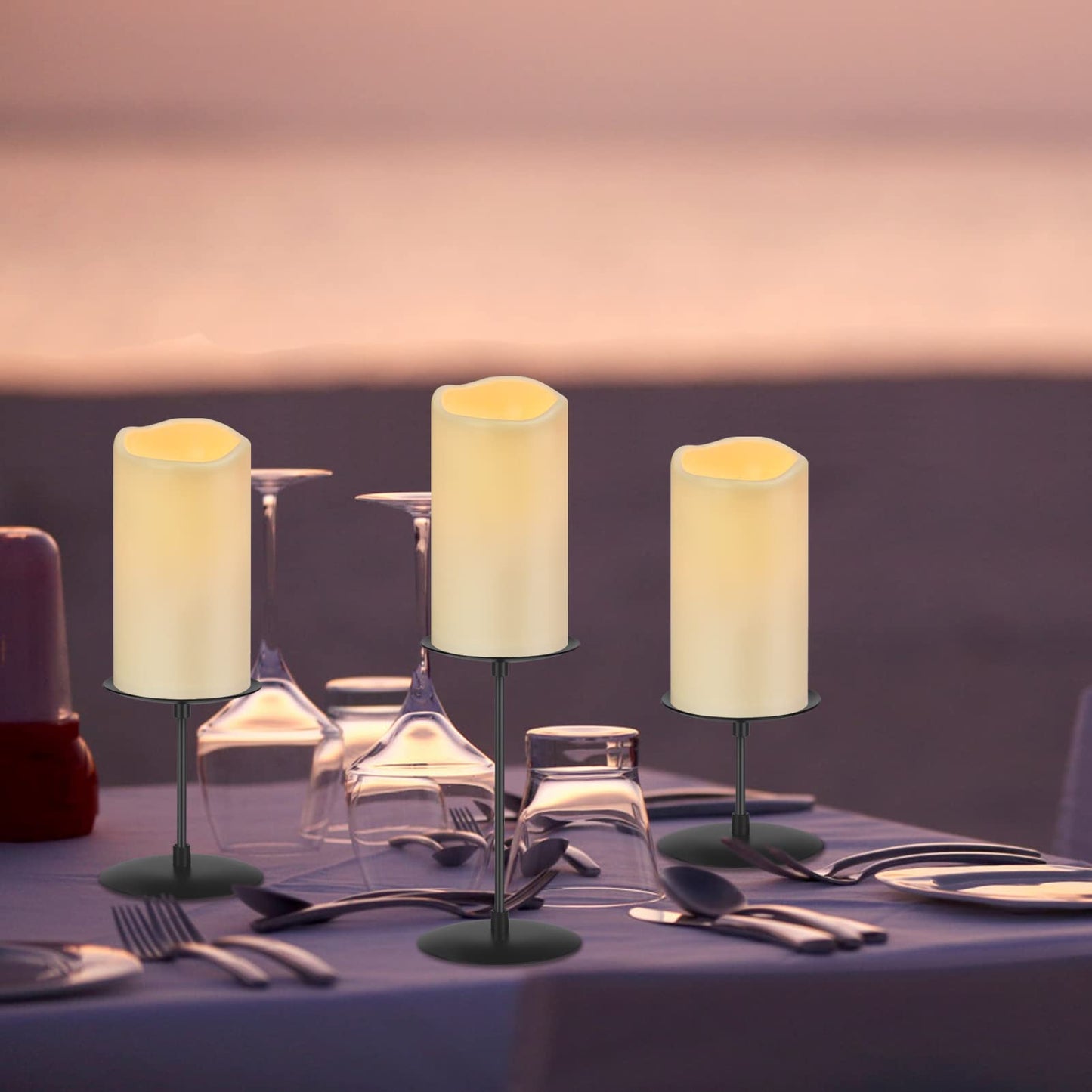Eloer Flameless Candles Waterproof Remote Candles Battery Operated,LED Candle Outdoor Indoor Battery Operated Candles Plastic Set of 12 ?D: 3" x H: 6"