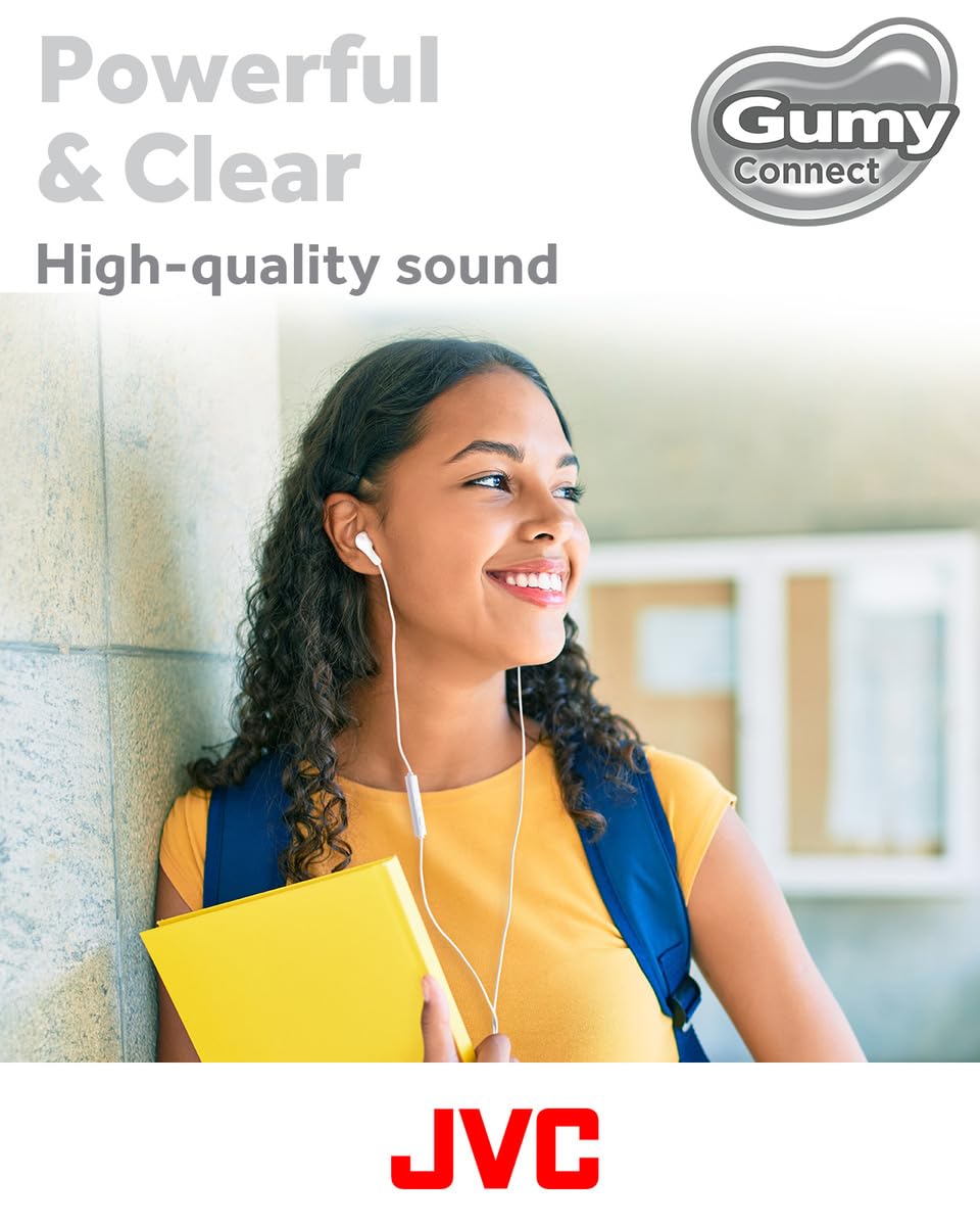 JVC Gumy Connect USB-C Wired Earbuds Headphones, Delay-Free for Videos and Gaming, Built-in DAC Reduces Noise and Improves Sound Quality, 9.2 mm