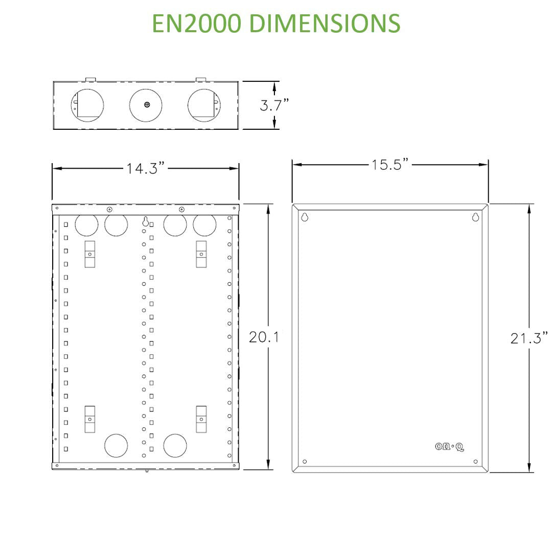Legrand On-Q 20-Inch Structured Wiring Enclosure with Screw-On Cover, Durable Steel, Cable Management, Recessed or Surface Mount, Compatible with On-Q