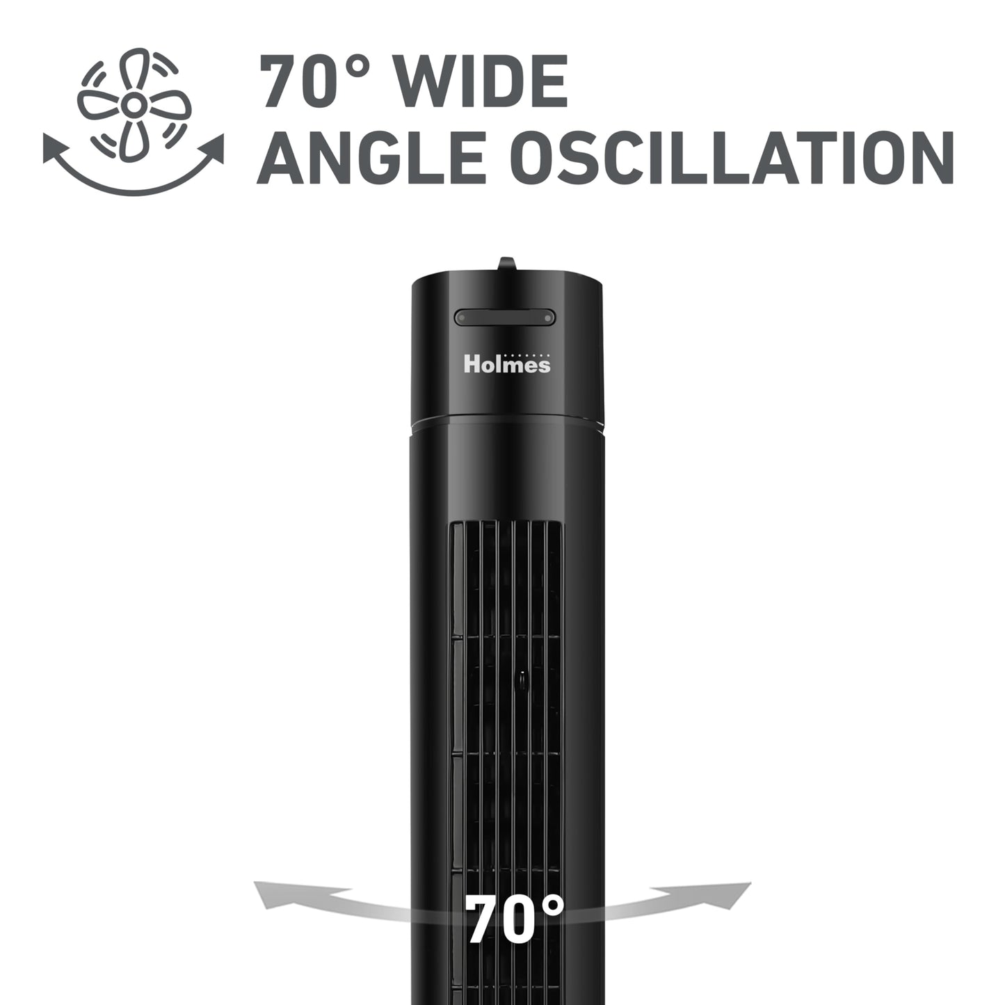Holmes 31" Manual Tower Fan 3-Speed 70° Oscillation 2-Hour Timer