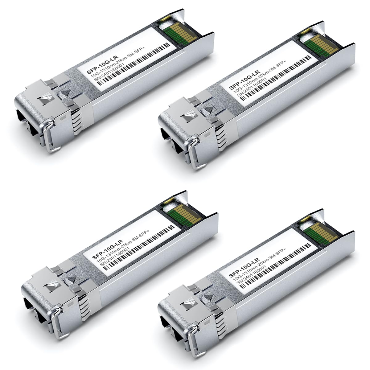 4Pack SFP+ 10GBase-LR LC Module, SingleMode 1310nm, SMF Dual LC Fiber Optic Transceiver for Cisco SFP-10G-LR, Ubiquiti UniFi UF-SM-10G, Meraki