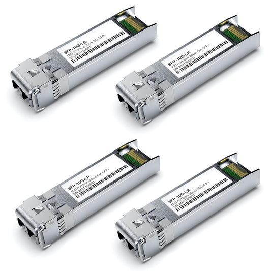 4Pack SFP+ 10GBase-LR LC Module, SingleMode 1310nm, SMF Dual LC Fiber Optic Transceiver for Cisco SFP-10G-LR, Ubiquiti UniFi UF-SM-10G, Meraki