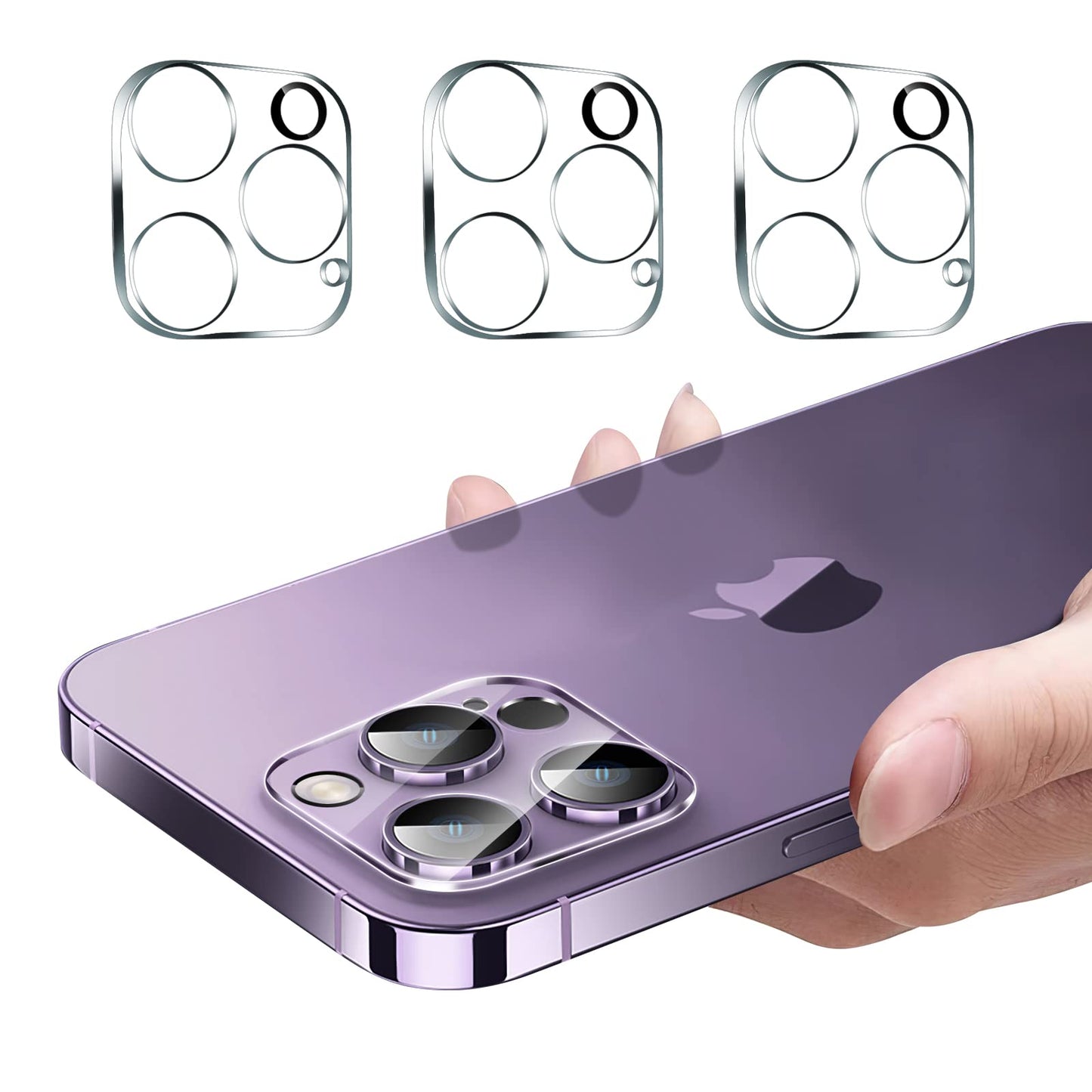Hlija 3PCS Rear Back Camera Lens Protector Tempered Glass for iPhone 13 Pro/13 Pro Max - HD Clear Full Coverage Guard