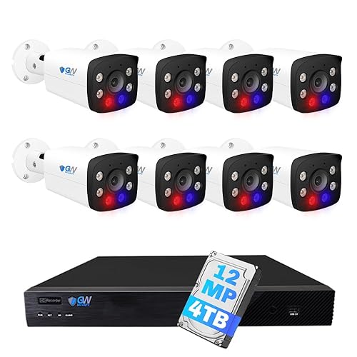 GW Security 16 Channel NVR UltraHD 12MP @30FPS Reak-Time Recording Color Night Vision PoE Security Camera System with 8 x 12MP IP Microphone Smart AI