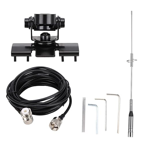 NL-770S Dual Band Antenna Set, 144/430Mhz UHF/VHF 5m RG-58 /U Cable with PL-259/SO-239/UHF Female/Male Connector Car Radio Antenne Mobile/Station