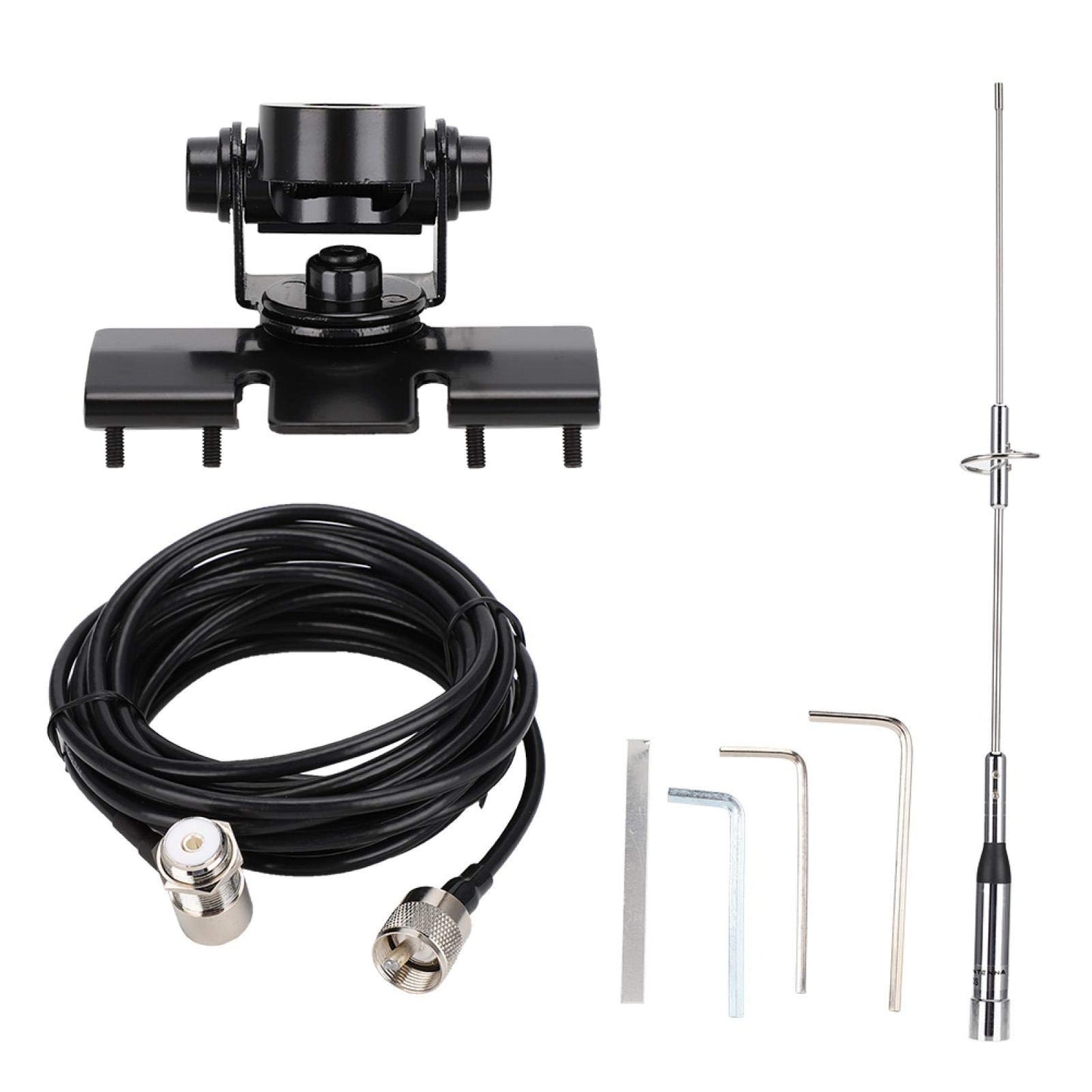 NL-770S Dual Band Antenna Set, 144/430Mhz UHF/VHF 5m RG-58 /U Cable with PL-259/SO-239/UHF Female/Male Connector Car Radio Antenne Mobile/Station