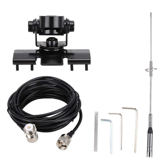NL-770S Dual Band Antenna Set, 144/430Mhz UHF/VHF 5m RG-58 /U Cable with PL-259/SO-239/UHF Female/Male Connector Car Radio Antenne Mobile/Station