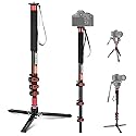 NEEWER 67.7" Camera Monopod Stand, Lightweight Carbon Fiber Travel Tripod with Detachable Base for DSLR Camcorder Video Recording, Telescopic Selfie