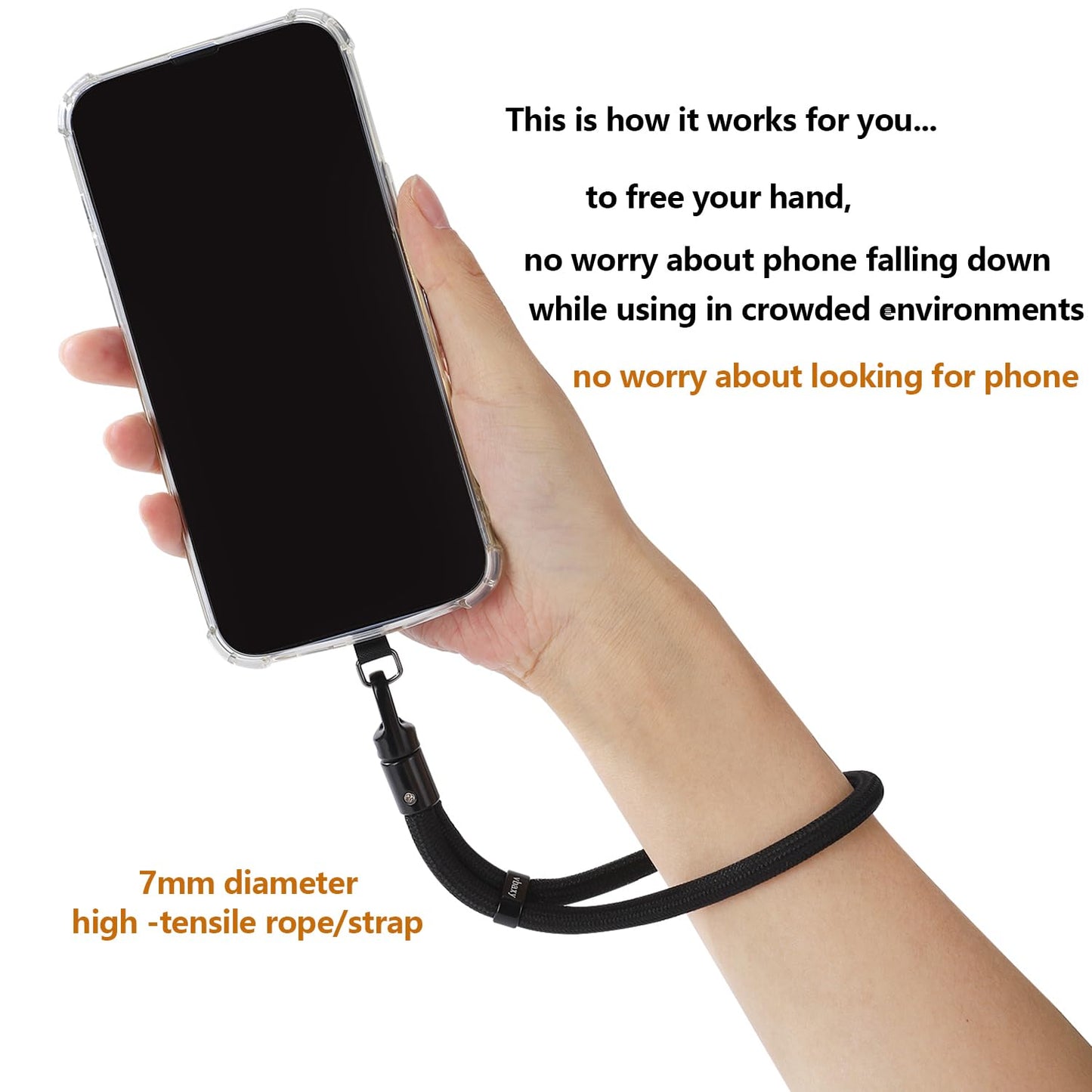 vbaxy Cell Phone Strap,Cell Phone Lanyard Wrist Strap Black (Black)
