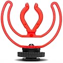 Movo SMVXR10RY Upgraded Rycote Lyre Shockmount for Shotgun Video Microphones 19mm to 22mm in Diameter. Shock Mount with Camera Shoe Mount VXR10